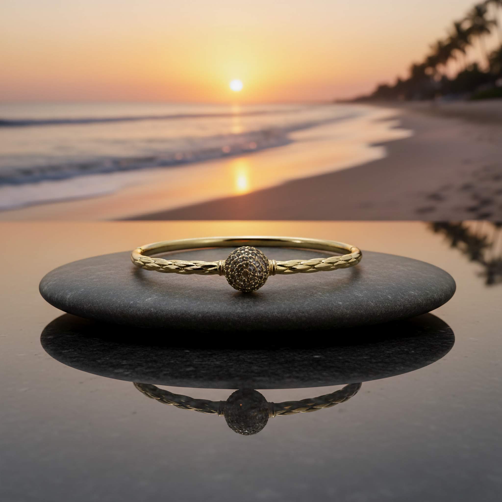 Regal Orbit Gold Bracelet | 18K Gold Plated Charm Bangle