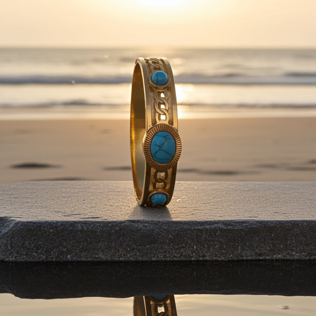 Blue and Gold Bangle| 18K Gold Plated Anti Tarnish Bangle