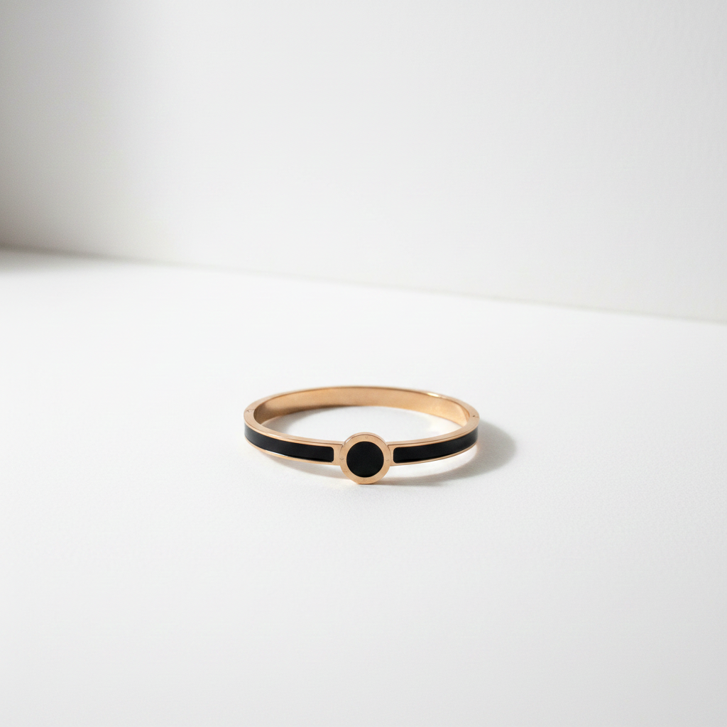 Black & Rose Gold Minimalist Bangle