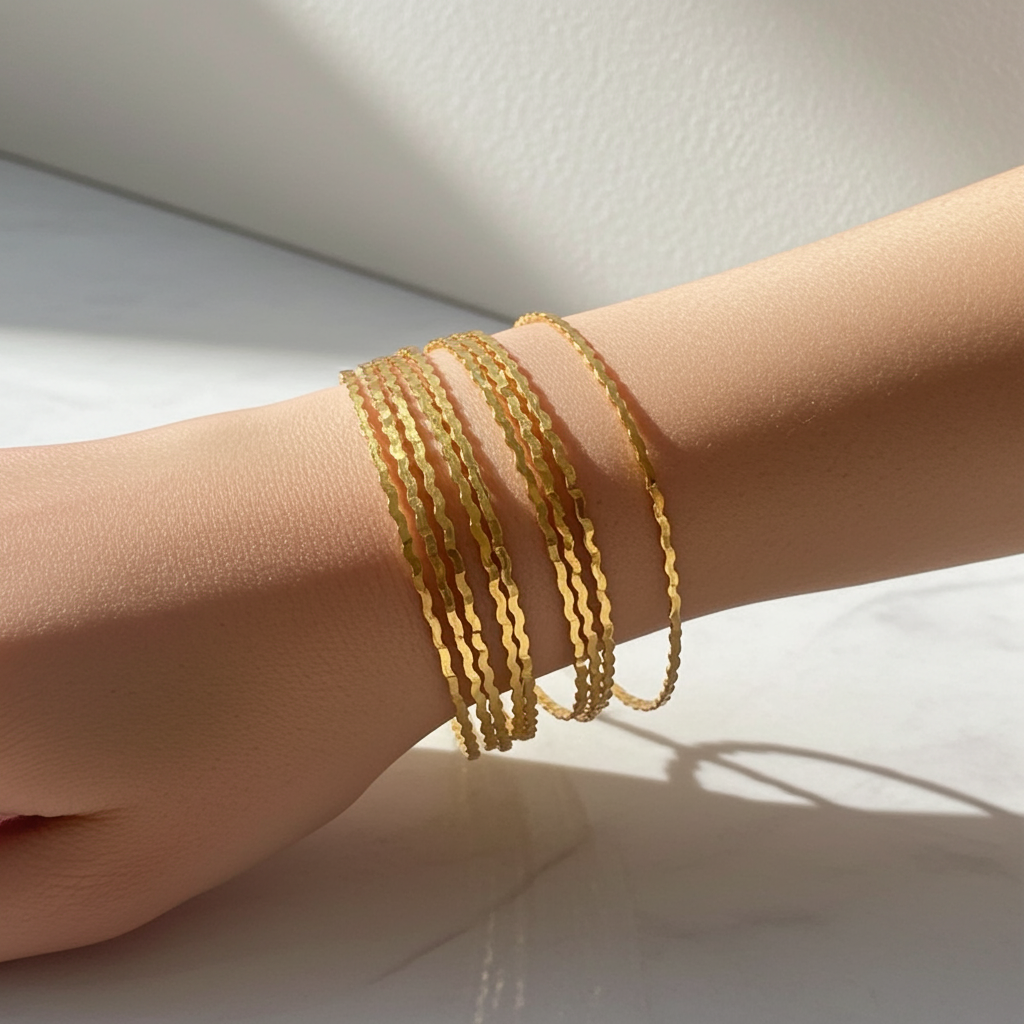 Golden Stack Bangles | 18K Gold Plated Anti Tarnish Bangle