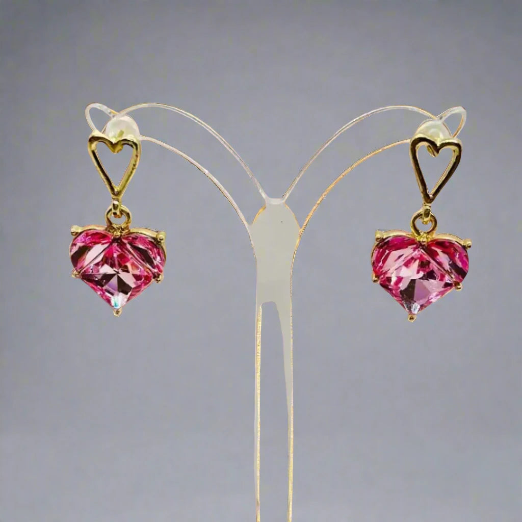 Handcrafted jewelry set, Necklace with heart shape pendant and  Earrings