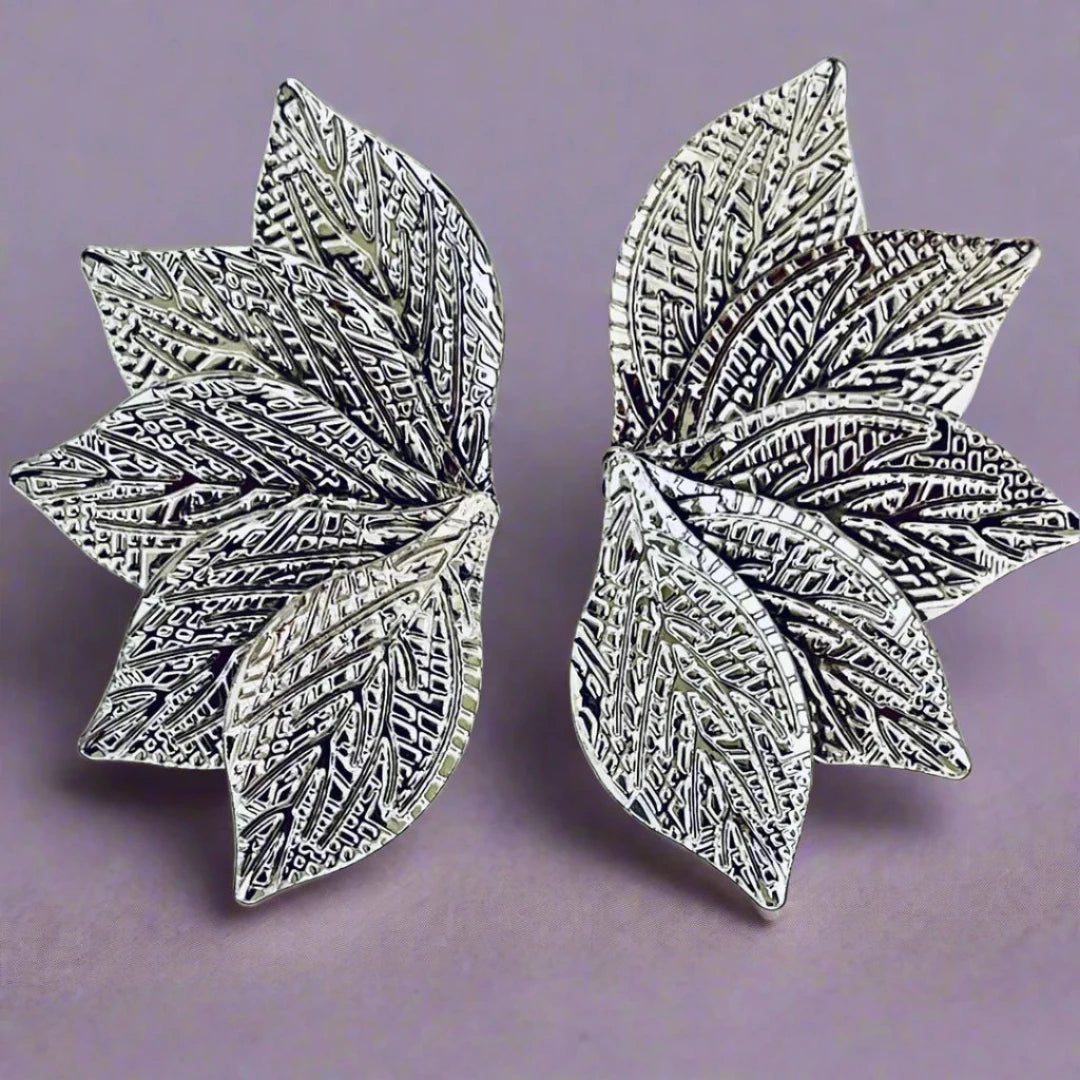 Elegant german silver flower studs, Fashion jewelry available online