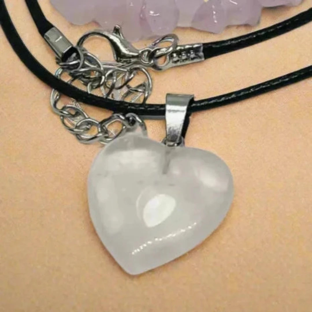 2 pcs set  Natural Rose Quartz Crystal Pendant Necklace and Bracelet