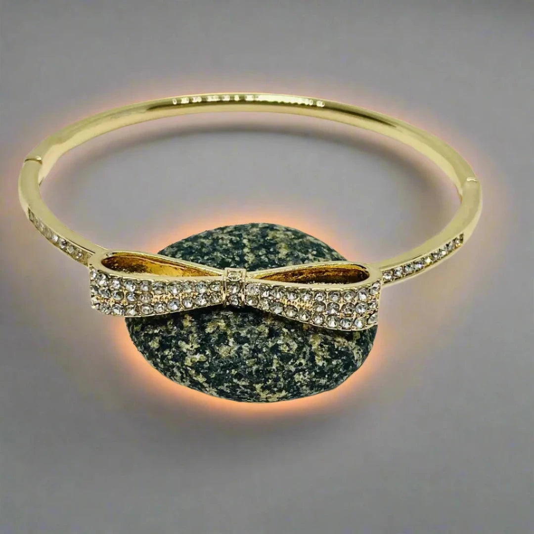 buy bow design 14k golden plated bangle