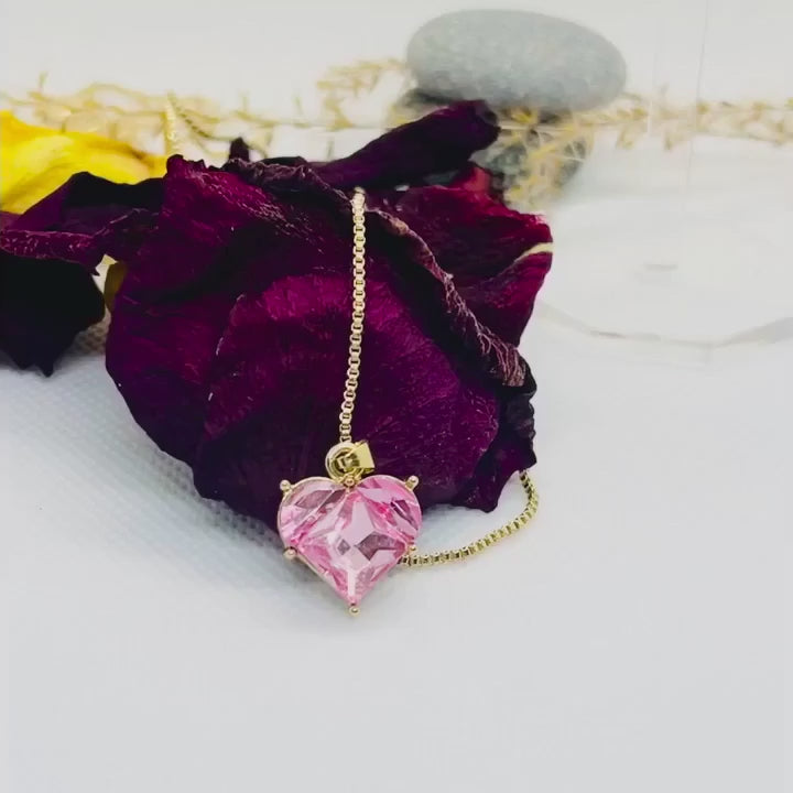 Handcrafted jewelry set, Necklace with heart shape pendant and  Earrings