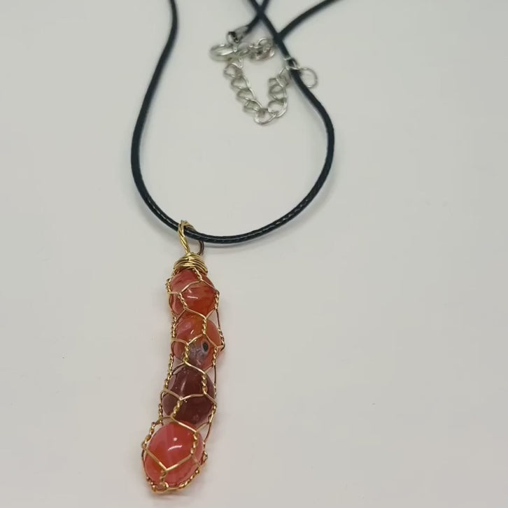 Orange Natural Stone  Chain Pendant